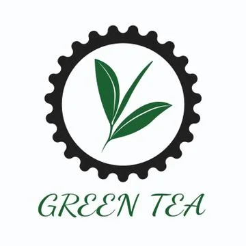Green tea concept by use three colors and ground white. Stock Illustration