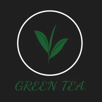 Green tea concept by use three colors and ground black. Stock Illustration