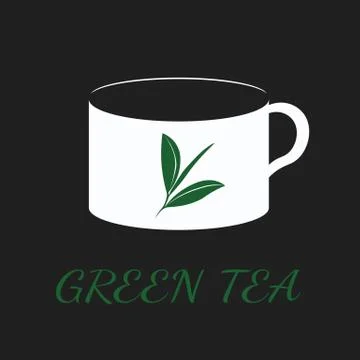 Green tea concept by use three colors and ground black. Stock Illustration