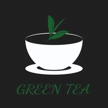 Green tea concept by use three colors and ground black. Stock Illustration