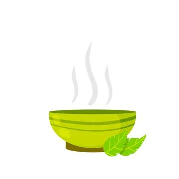 Green tea Cup. Brown earthenware. Piala bowl. National drink. Stock Illustration