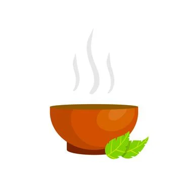 Green tea Cup. Brown earthenware. Piala bowl. National drink. Stock Illustration