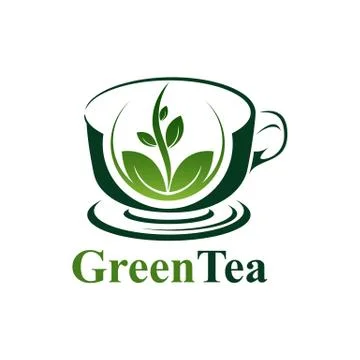Green tea cup logo concept design. Symbol graphic template element Stock Illustration