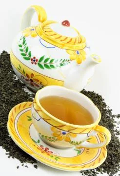 Green tea in cup. Stock Photos