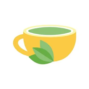 Green tea cup on white background. Vector illustration in trendy flat style. EPS Stock Illustration