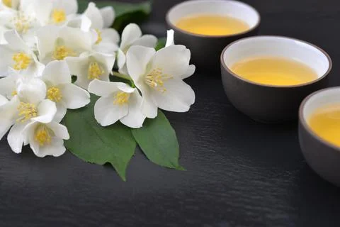 Green tea in cups Stock Photos
