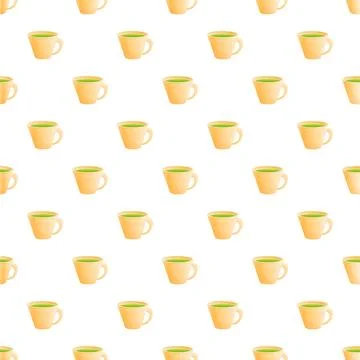 Green tea cups in seamless pattern repeating background Stock Illustration