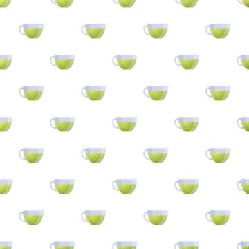 Green tea cups seamless pattern for backgrounds Stock Illustration