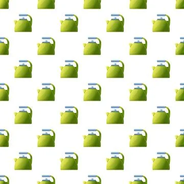 Green tea kettle seamless pattern for kitchenware design Stock Illustration