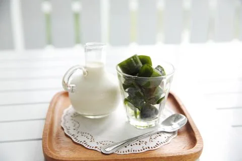 Green tea latte Stock Photos