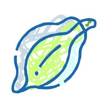 Green tea leaf outline hand drawn illustration Stock Illustration