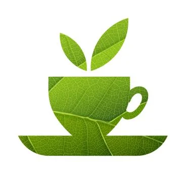 Green Tea. Leaf Veins Texture Shaped. Isolated template Stock Illustration