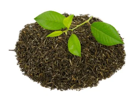 Green tea with leafs Stock Photos