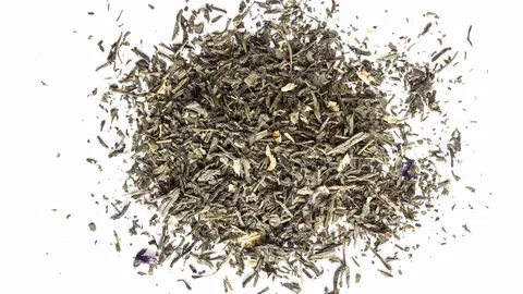 Green tea leaves stop motion animation Stock-Footage 84802411