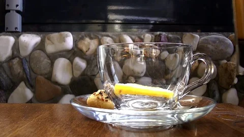 Green Tea with lemon Stock Footage 74488345