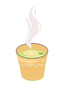 Green tea with lemon semi flat color vector object Illustrazione stock