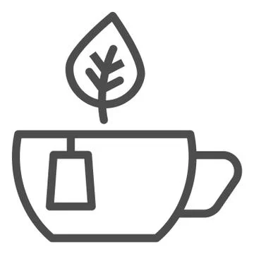 Green tea line icon. Cup of tea vector illustration isolated on white. Mug with Stock Illustration