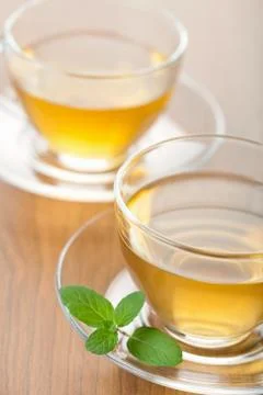 Green tea with mint Stock Photos