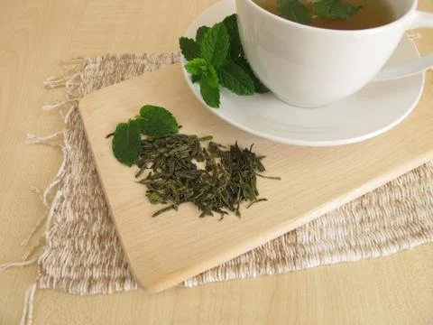 Green tea with mint Stock Photos