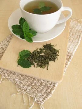 Green tea with mint Stock Photos