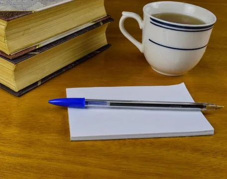 Green tea with a note paD AND PIN Stock Photos