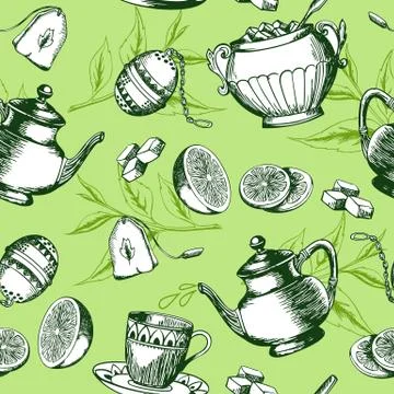 Green tea pattern Stock Illustration