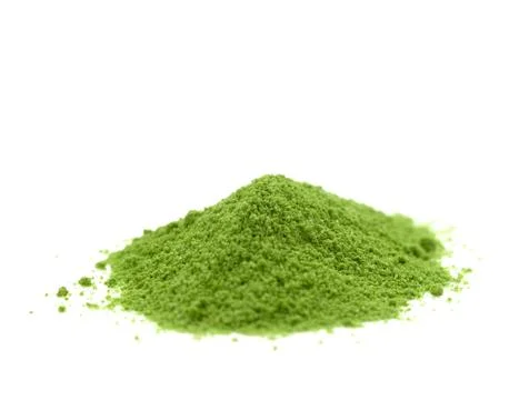Green tea powder heap isolated on white background Stock Photos