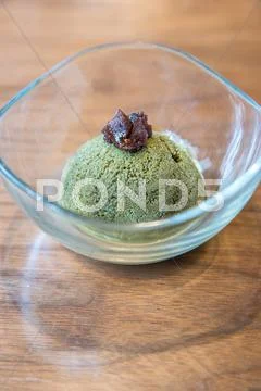 Green tea sherbet ice cream Stock Photos