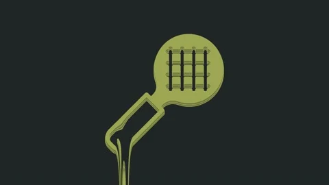 Green Tea strainer with handle icon isolated on black background. Metal sieve Stock Footage 235599193