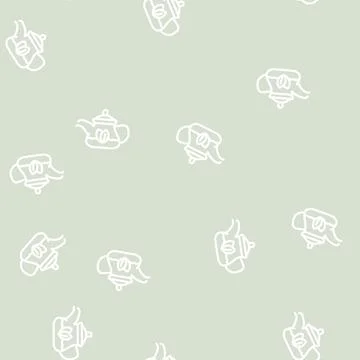 Green tea in teapot line vector seamless pattern Illustrazione stock
