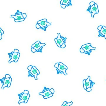 Green tea in teapot vector seamless pattern イラスト素材