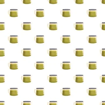 Green tea teapots creating seamless pattern background Stock Illustration