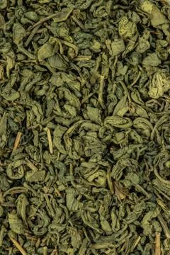 Green tea texture in leaves Stock Photos