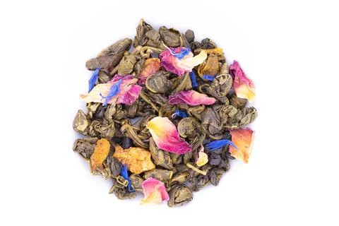 Green tea on white background isolate for advertising Stock Photos