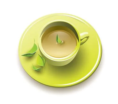 Green tea in yellow cup Stock Illustration