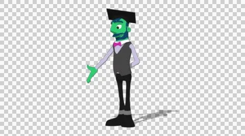 Green Teacher 'Gesture Low Screen Left' Connectable Character Animation Video stock 52129068