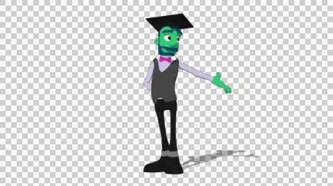 Green Teacher 'Gesture Screen Right' Connectable Character Animation Video stock 52129089