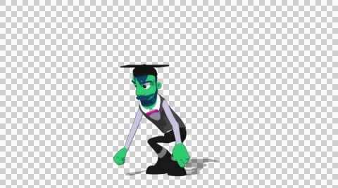 Green Teacher 'Jump Screen Left' Connectable Character Animation Stock Footage 52129000