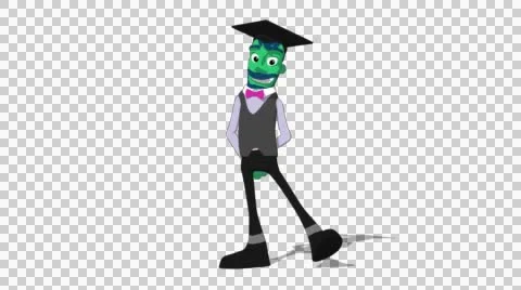 Green Teacher 'Side-step Screen Right' Connectable Character Animation Stock Footage 52129026