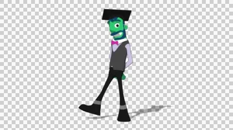 Green Teacher 'Side-step Screen Left' Connectable Character Animation Stock Footage 52129027