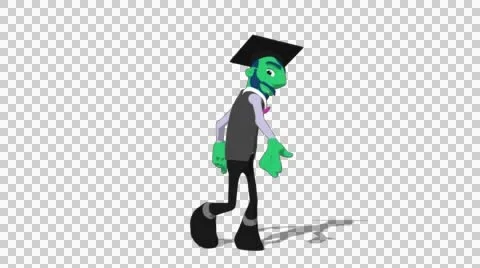 Green Teacher 'Spin Around' Connectable Character Animation Stock Footage 52129033