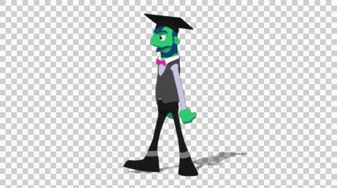 Green Teacher 'Walk Screen Left' Connectable Character Animation Stock Footage 52129044