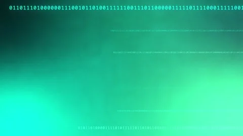 Green teal digital gradient with glowing binary code, Seamless Loop Stock Footage 341857255