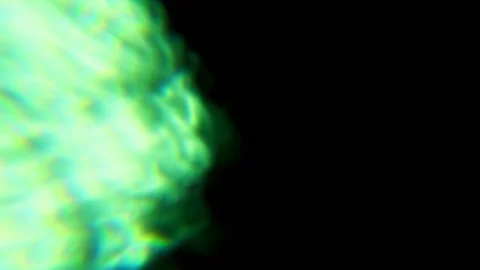 Green Teal Glowing Fire Flames on Left Edge Black Background Abstract Stock Footage 347788680