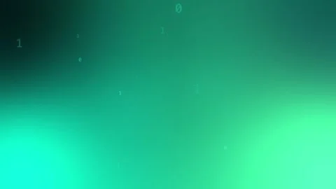 Green teal gradient with floating binary digits, Seamless Loop Stock Footage 341858284