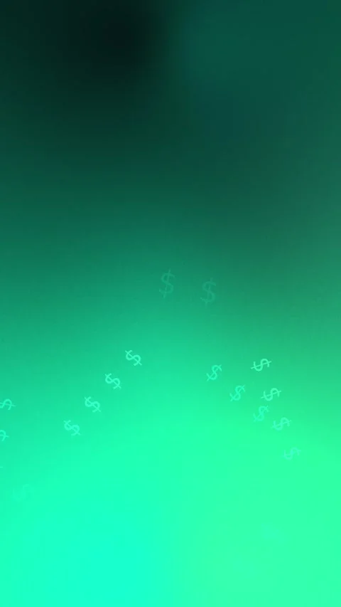 Green teal gradient with floating dollar symbols, Loop Animation Stock Footage 341857890