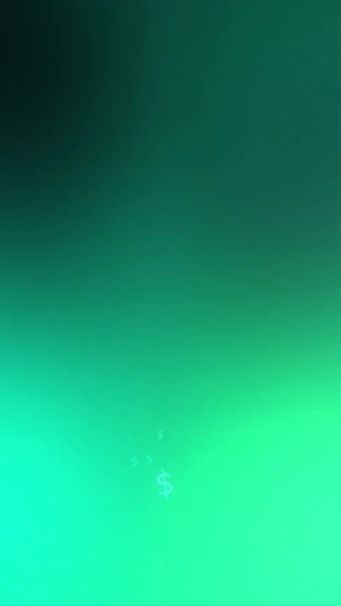 Green teal gradient with floating glowing dollar symbols, Seamless Loop Stock Footage 341856824