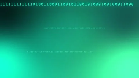 Green teal gradient with horizontal glowing binary code, Seamless Loop Stock Footage 341858153