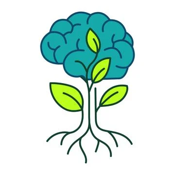 Green tech brain plant icon vector sustainable eco artificial intelligence .. Stock Illustration