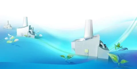 Green tech cluster with solar panels Stock-Illustration